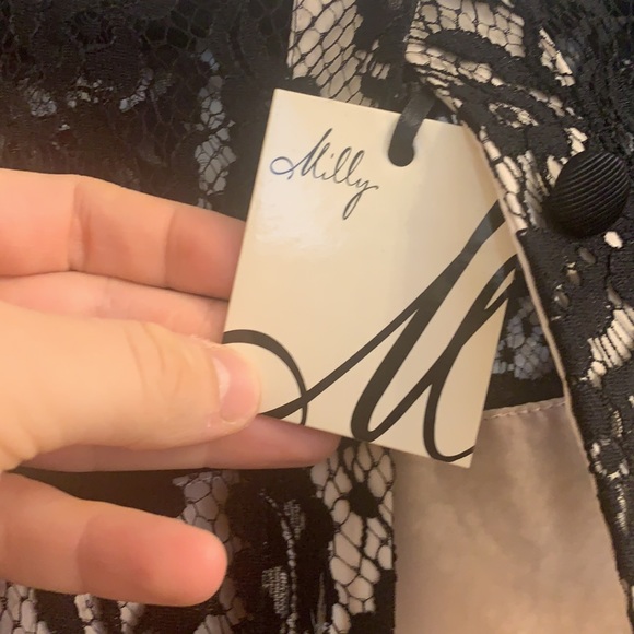 Milly silk ballet pink top with black lace detail - Picture 5 of 6